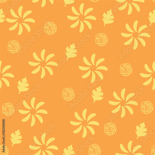Wallpaper Mural Seamless pattern background with rose leaf and sun motifs Torontodigital.ca