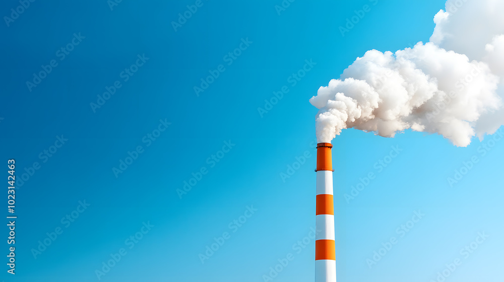 Factory smokestacks release toxic emissions into the sky, industrial pollution's impact on climate change and air quality. The environmental degradation by energy consumption and carbon footprints. Factory smokestacks release toxic emissions into the sky, industrial pollution's impact on climate change and air quality. The environmental degradation by energy consumption and carbon footprints.