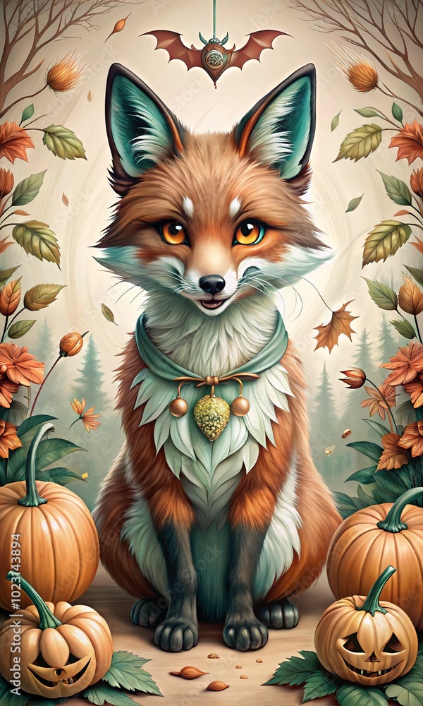 Fototapeta premium fox for halloween