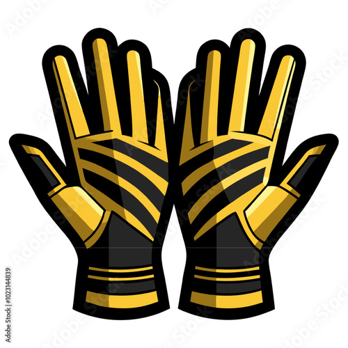 Golden Gloves:  A pair of black and gold gloves with a modern, sporty design, perfect for athletes and gamers alike.  