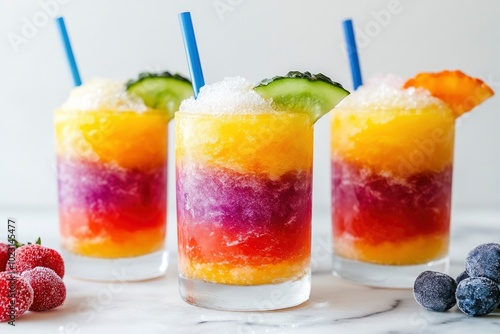 Refreshing and Colorful Tropical Slushie Drinks - generative ai