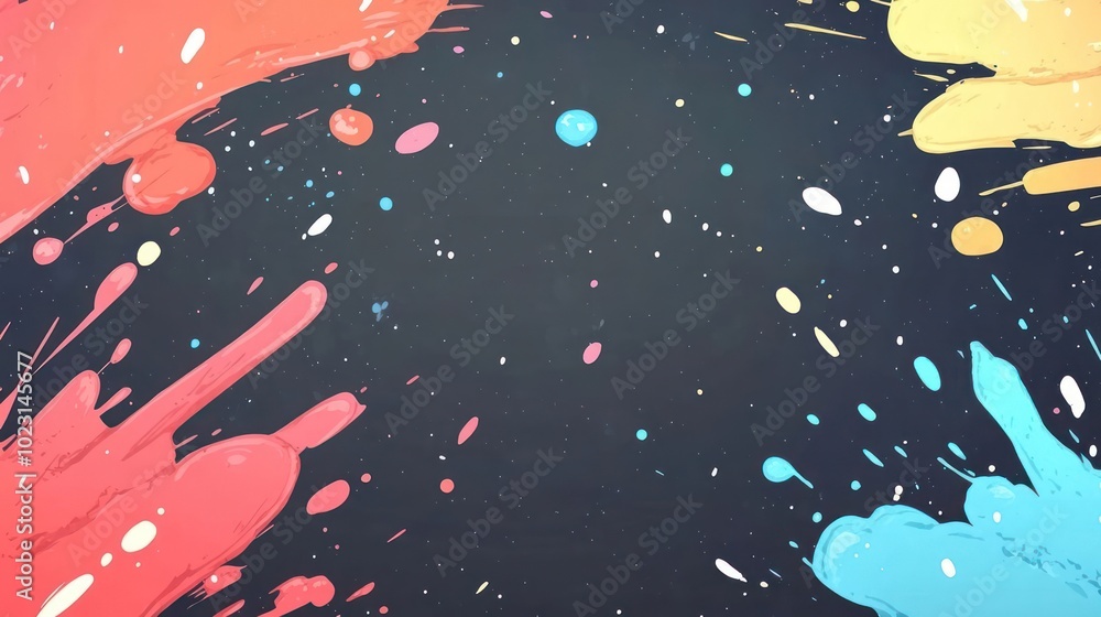 Abstract splash of colors on a dark background, ideal for creative projects. Abstract splash of colors on a dark background, ideal for creative projects.
