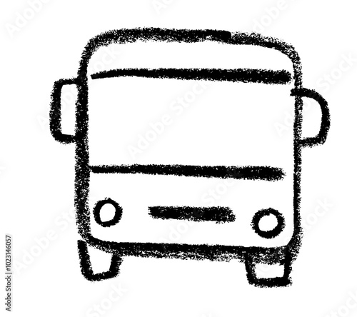 Bus Transport Crayon Chalk Drawing Icon Vector
