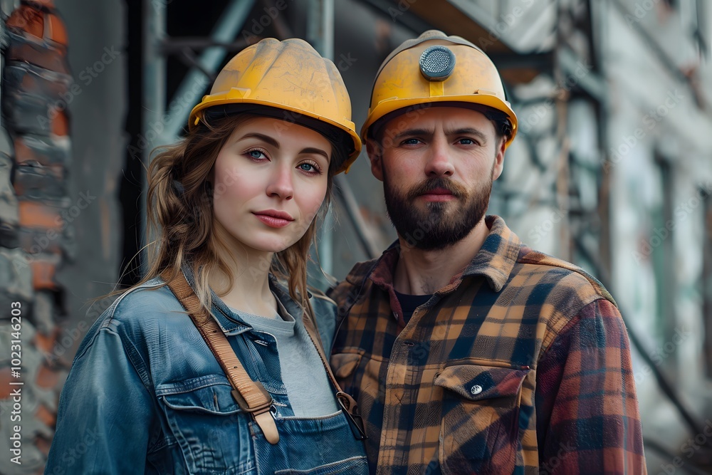 Construction Workers Posing Together at a Job Site Construction Workers Posing Together at a Job Site