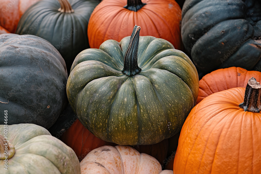 A Pile of Pumpkins in Various Sizes and Colors: Celebrating Autumn's Harvest with Vibrant Hues and Seasonal Charm. A Pile of Pumpkins in Various Sizes and Colors: Celebrating Autumn's Harvest with Vibrant Hues and Seasonal Charm.