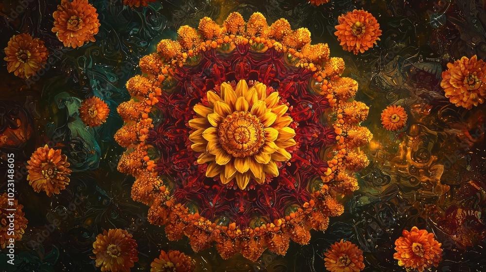 Vibrant floral mandala design showcasing intricate patterns and rich colors, perfect for artistic inspiration and creative projects. Vibrant floral mandala design showcasing intricate patterns and rich colors, perfect for artistic inspiration and creative projects.