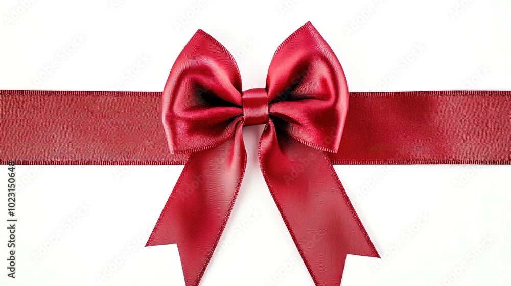 Red satin ribbon with bow on white background Red satin ribbon with bow on white background