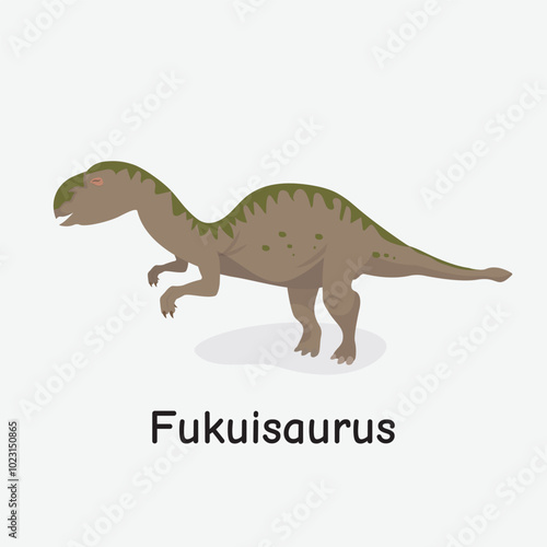 Fukuisaurus Dinosaur Vector Illustration with Japanese Origin