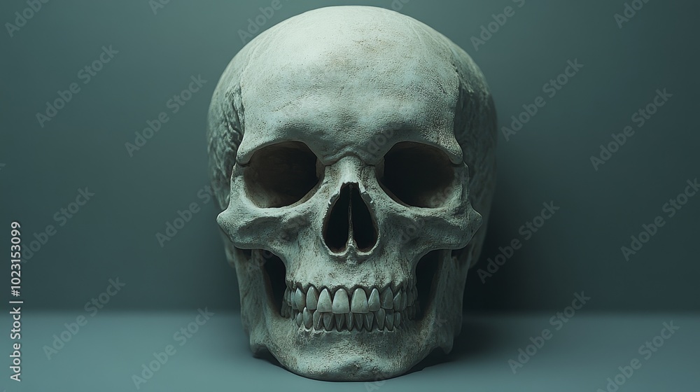 A skull is shown in a close up A skull is shown in a close up