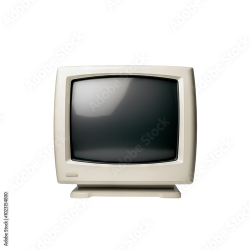 Old retro computer monitor on white isolate background., Transparent PNG photo