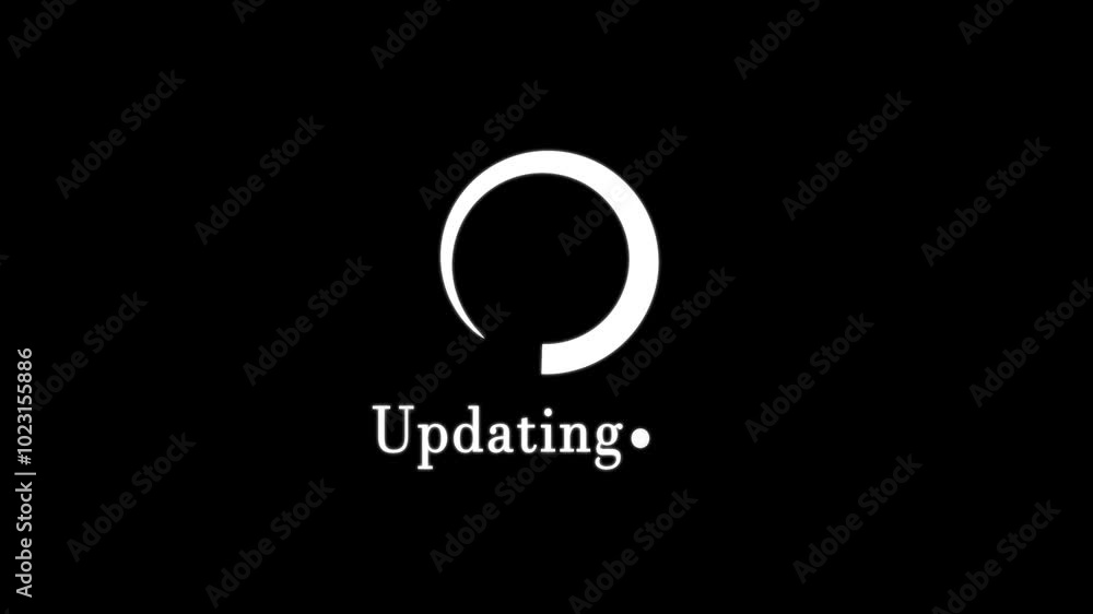 Loading bar or updating icon on black background. Uploading or processing. System updating progress. Checking for updates, looping message, loop animation background. Loading bar or updating icon on black background. Uploading or processing. System updating progress. Checking for updates, looping message, loop animation background.