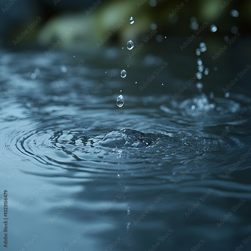 water drop on blue