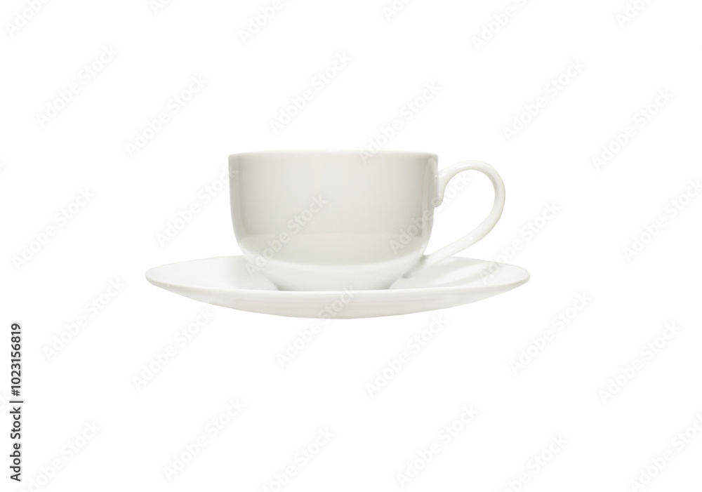 White cup for tea or coffee and saucer on isolated white background close up White cup for tea or coffee and saucer on isolated white background close up