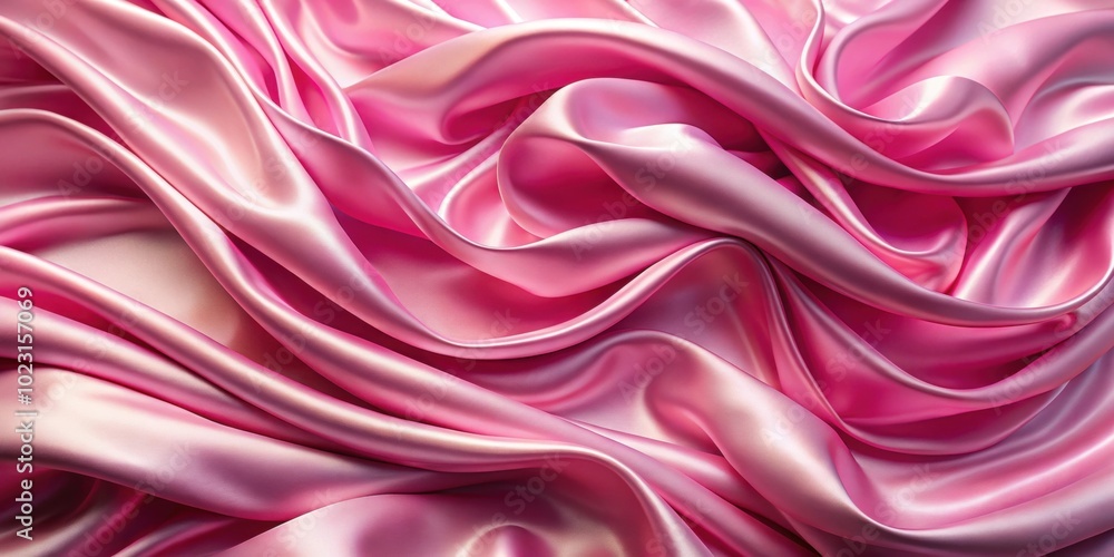 Fototapeta premium Pink satin fabric flowing and forming soft smooth waves , satin, fabric, pink, flowing, waves, soft, smooth, texture