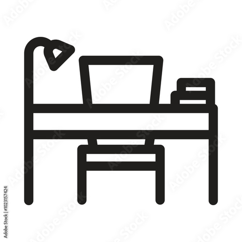 Work Table Icon, Furniture and Household Sign, Work Station Symbol