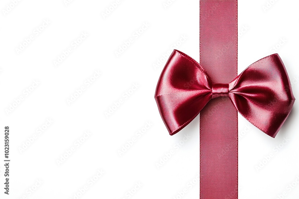 Satin red bow on white for gift concept Satin red bow on white for gift concept