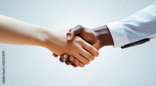 a man shaking hands with a woman shaking hands.