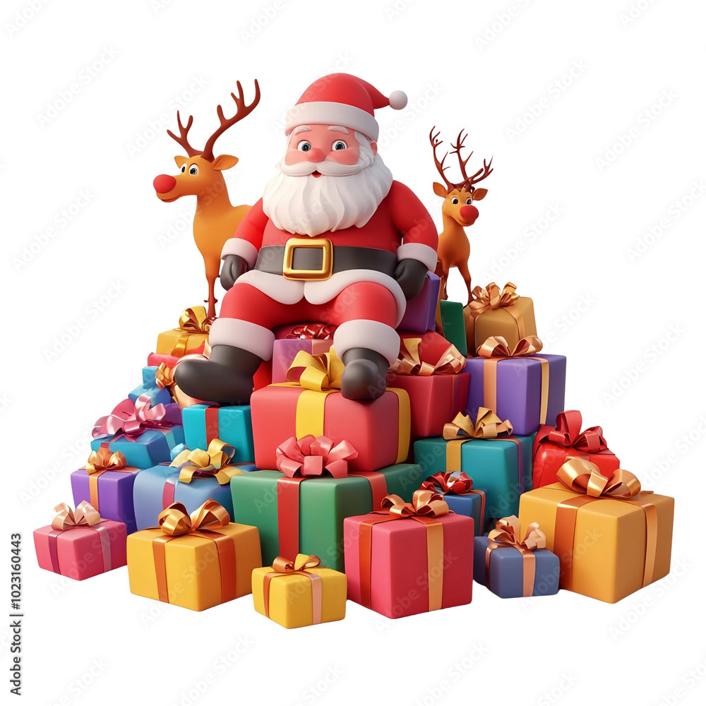 cute Santa Claus with gift box and holding sale sign isolated on transparent background cute Santa Claus with gift box and holding sale sign isolated on transparent background