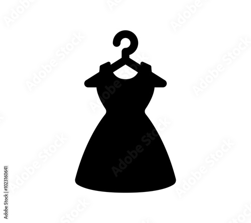 Vector black dress on a hanger icon.