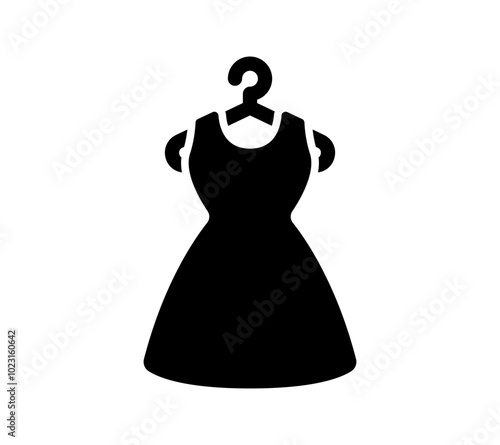 Vector black dress on a hanger icon.