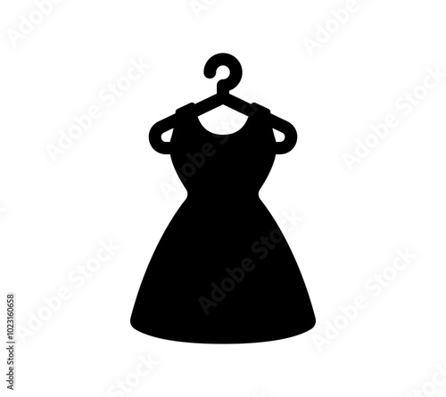Vector black dress on a hanger icon.