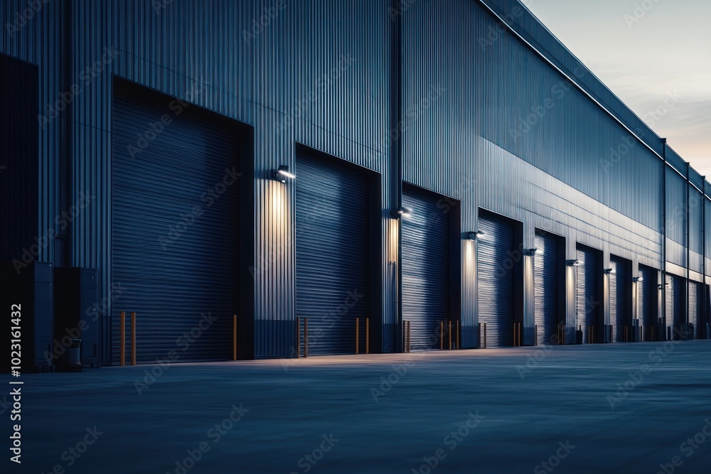 Modern logistics warehouse building loading dock. Modern logistics warehouse building loading dock.
