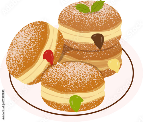 Bombolone Italian filled doughnut illustration 
