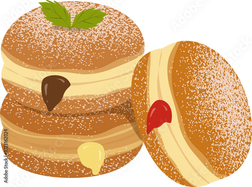 Bombolone Italian filled doughnut illustration 