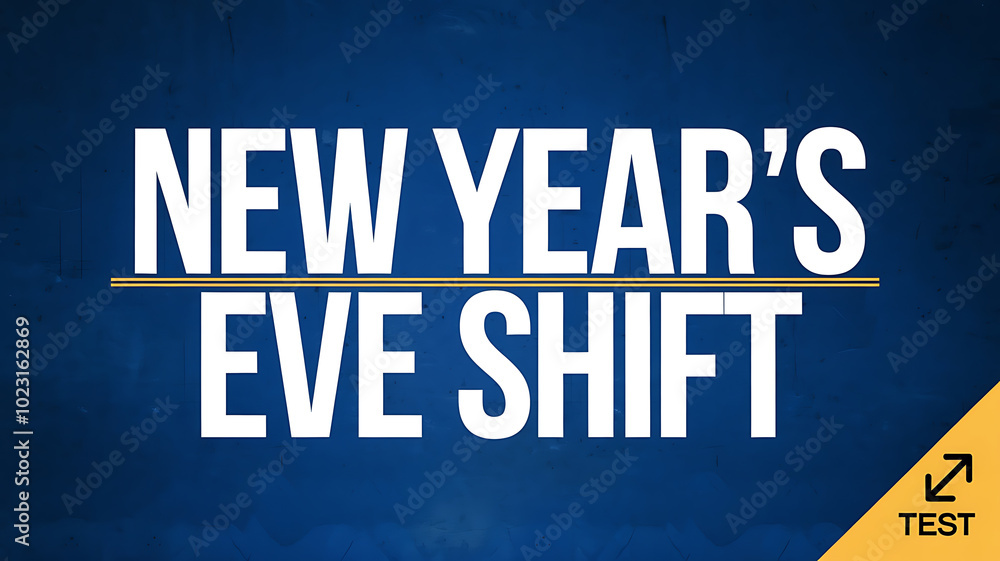 Fototapeta premium Bold white text on a blue background, New Year's Eve shift, celebration and anticipation. 