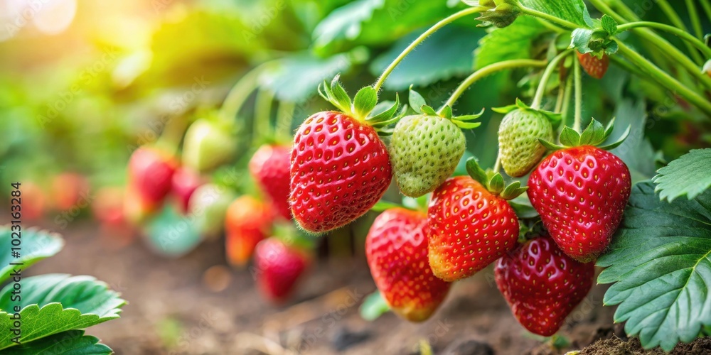 Close up of a ripe organic strawberry bush in the garden, strawberry, ripe, organic, bush, garden, fresh, fruit, red Close up of a ripe organic strawberry bush in the garden, strawberry, ripe, organic, bush, garden, fresh, fruit, red