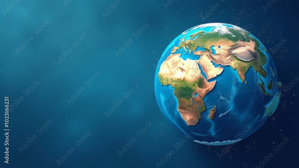Naklejka premium Earth in space. Earth, galaxy, nebula and stars. Blue planet for wallpaper. Earth Day.