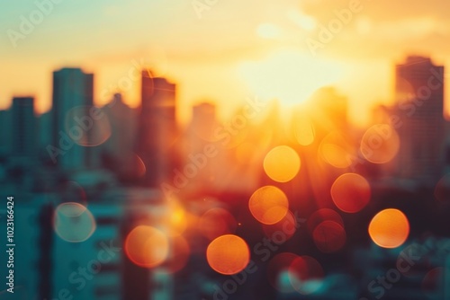 Photo of soft blur golden hour sunlight sky architecture.