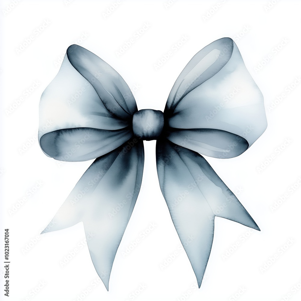 Naklejka premium Captivating monochrome bow shaped fabric ribbon with a delicate wispy floral inspired design This abstract minimalist image exudes a sense of refined elegance grace and sophistication