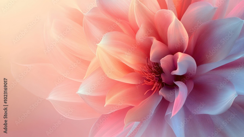 A calming abstract flower set against a soft gradient background, providing a harmonious visual with space for inspirational text or quotes. A calming abstract flower set against a soft gradient background, providing a harmonious visual with space for inspirational text or quotes.