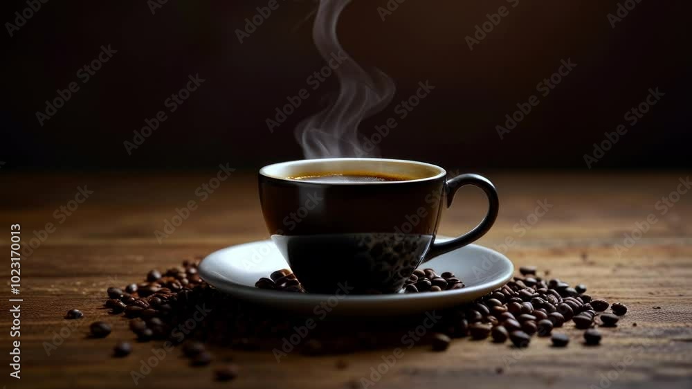 Freshly brewed black coffee over a color background Freshly brewed black coffee over a color background