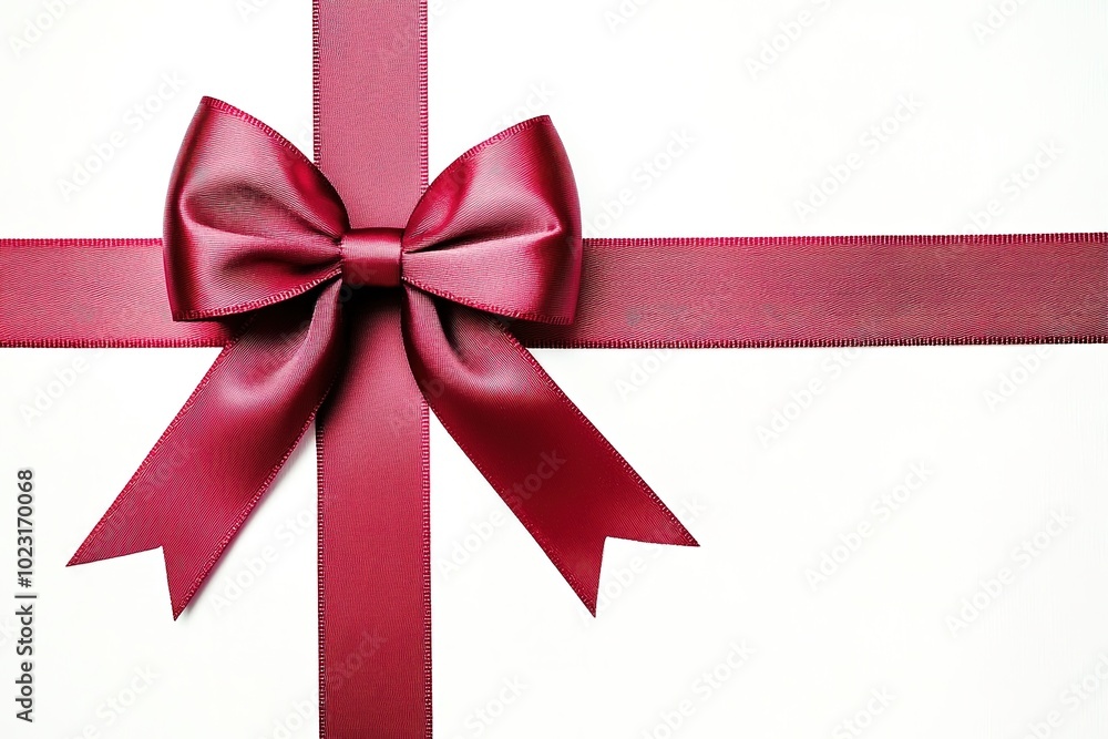 Red bow on gift box with white background Red bow on gift box with white background