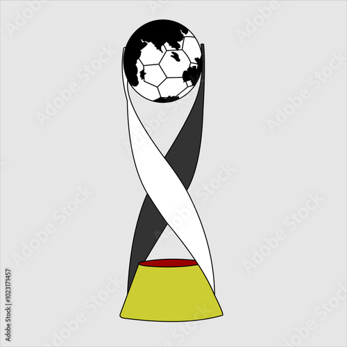 Image of a modern trophy with the head on top in the shape of a globe