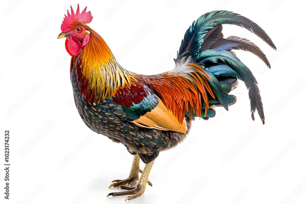 Vibrant Rooster Displaying Stunning Plumage and Colors Vibrant Rooster Displaying Stunning Plumage and Colors