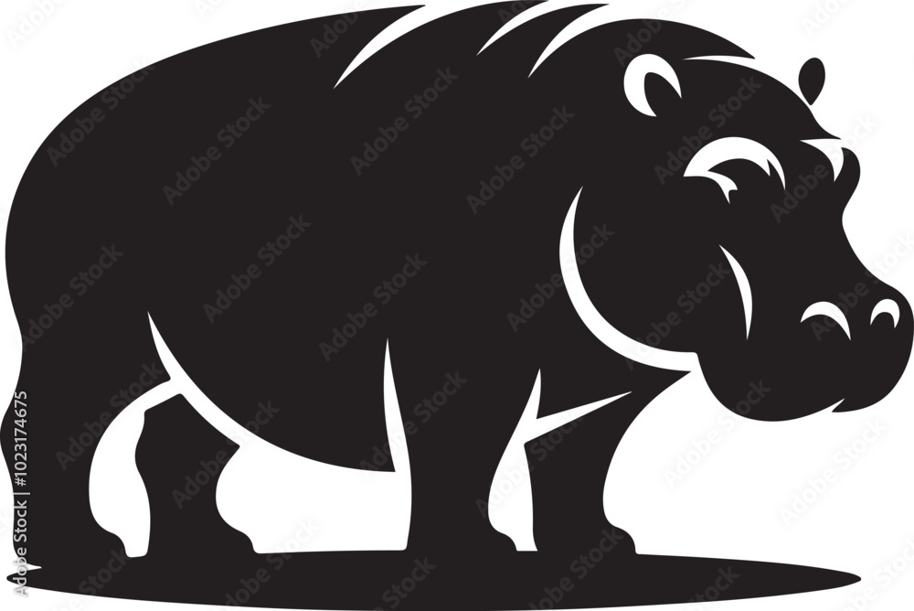 Obraz premium Hippo Silhouette Icon for Wildlife Apps and Animal Websites.