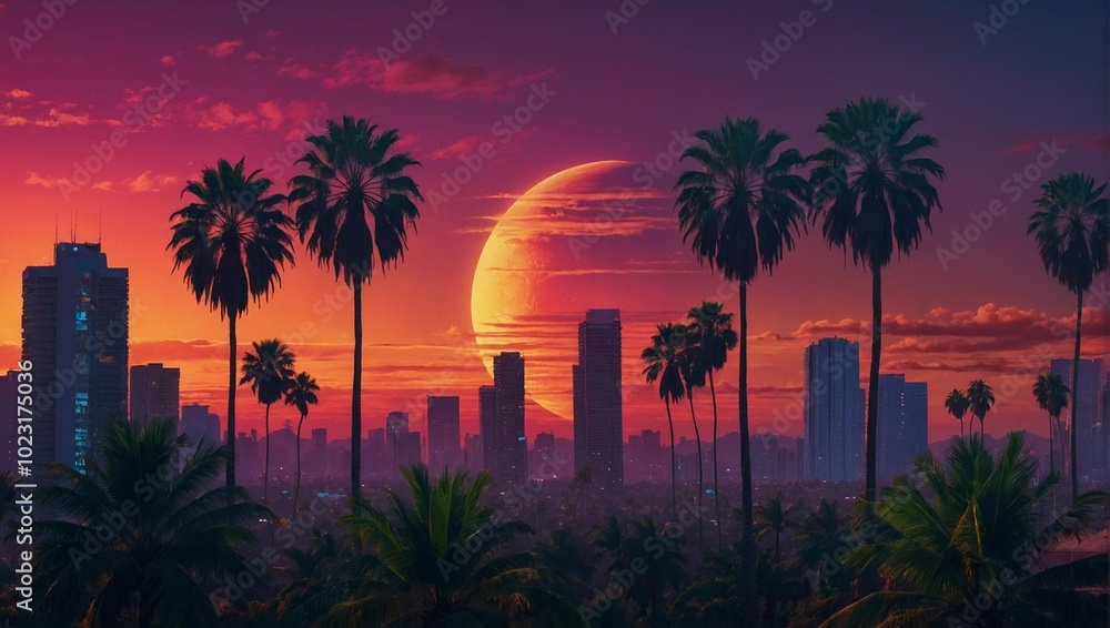 Obraz premium sunset in the city