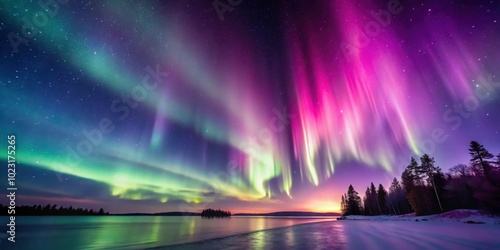 Wallpaper Mural Northern lights illuminating a purple night sky with a hint of red, northern lights, aurora borealis, purple sky, red sky Torontodigital.ca