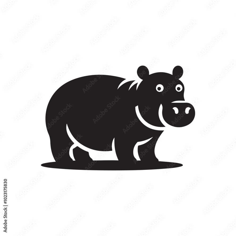 Obraz premium Animal-Themed Vector Icon - Hippo Silhouette for Wildlife Apps.
