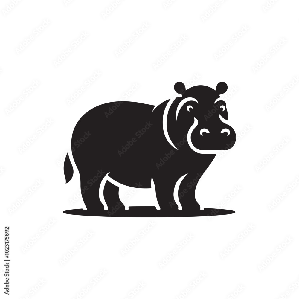 Animal-Themed Vector Icon - Hippo Silhouette for Wildlife Apps. Animal-Themed Vector Icon - Hippo Silhouette for Wildlife Apps.