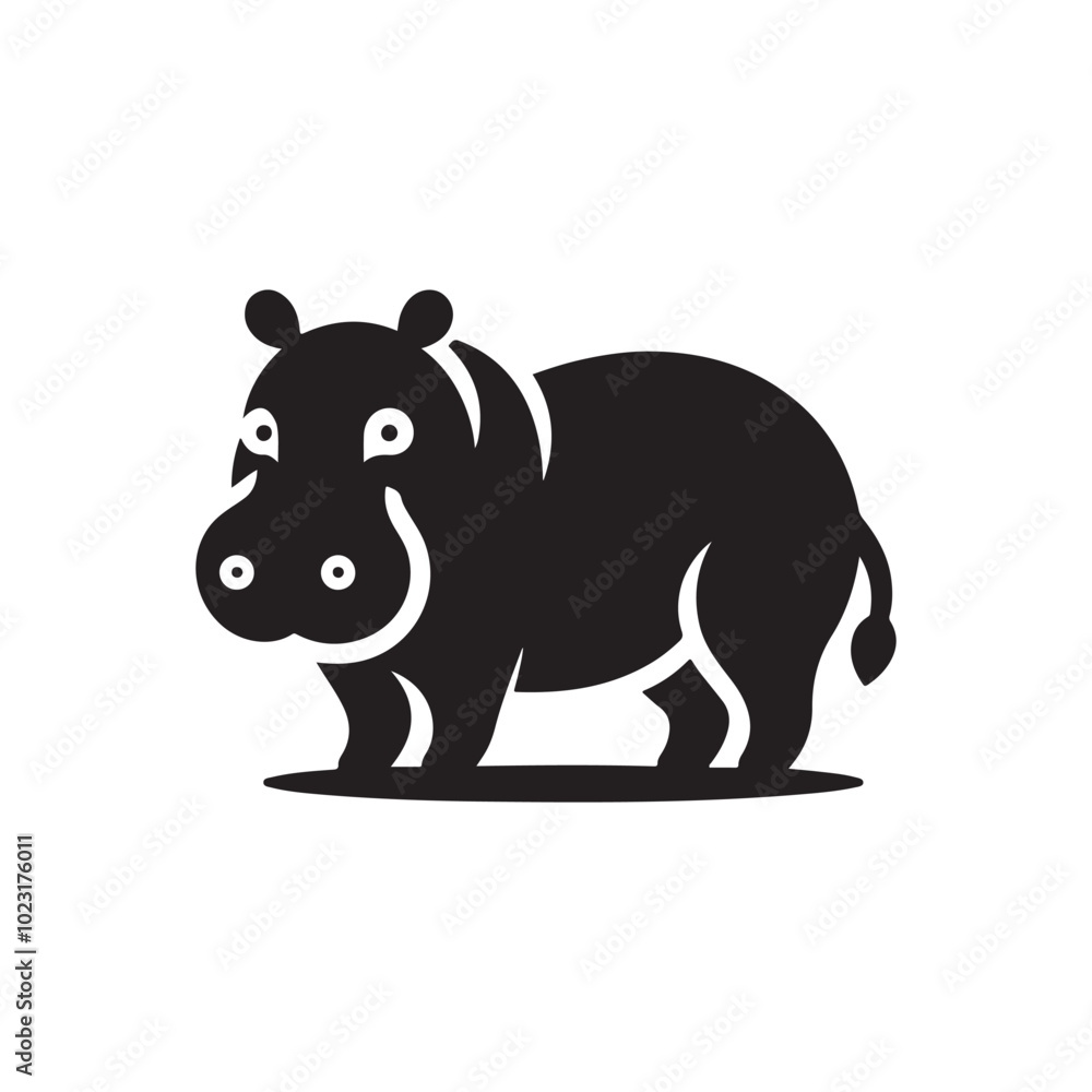 Obraz premium Hippo Silhouette Icon for Nature and Wildlife-Themed Websites.