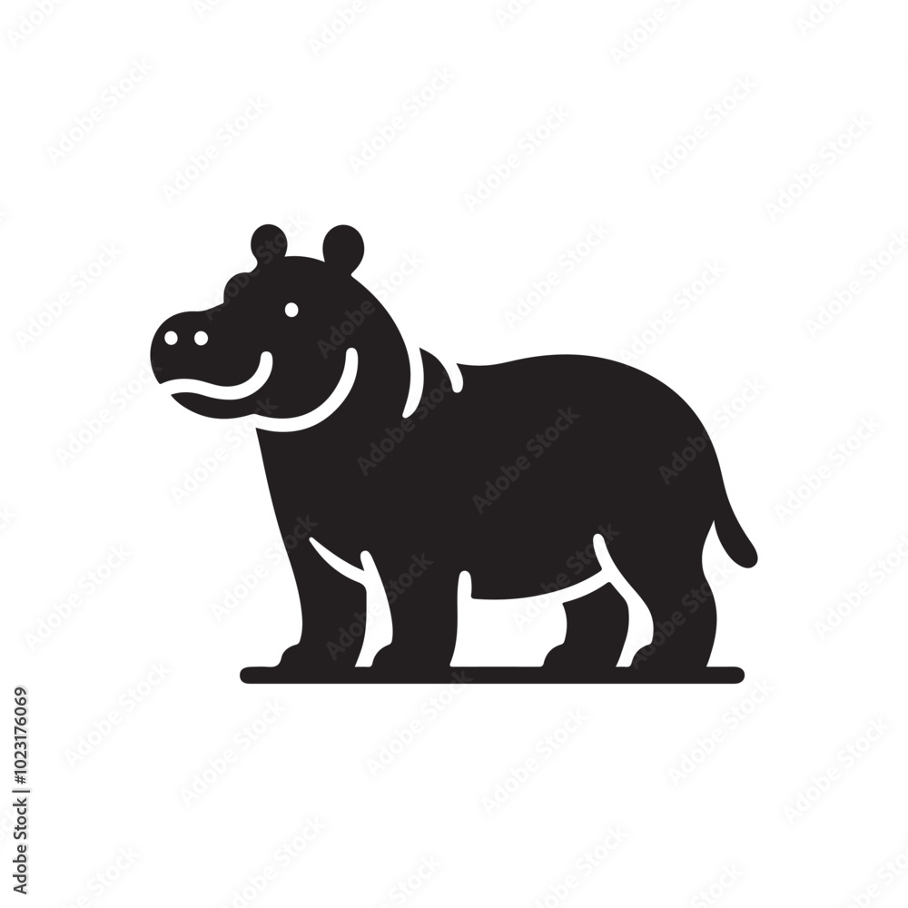 Hippo Silhouette Icon for Nature and Wildlife-Themed Websites. Hippo Silhouette Icon for Nature and Wildlife-Themed Websites.