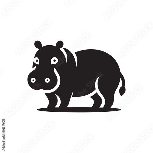 Hippo Silhouette Icon for Nature and Wildlife-Themed Websites.