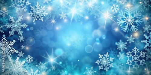 Snow flake christmas background with blue hues and shimmering effects, snowflakes, Christmas, winter, background, holiday, festive