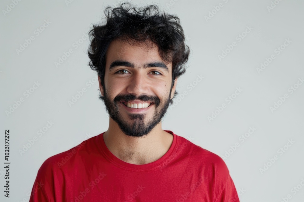 Happy Hispanic student receives good news smiles at camera. Happy Hispanic student receives good news smiles at camera.