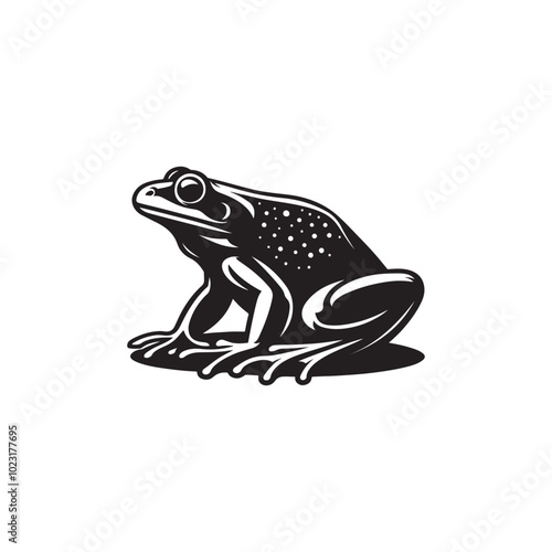 Vector Frog Silhouette on White - Ideal for Branding and Labels.