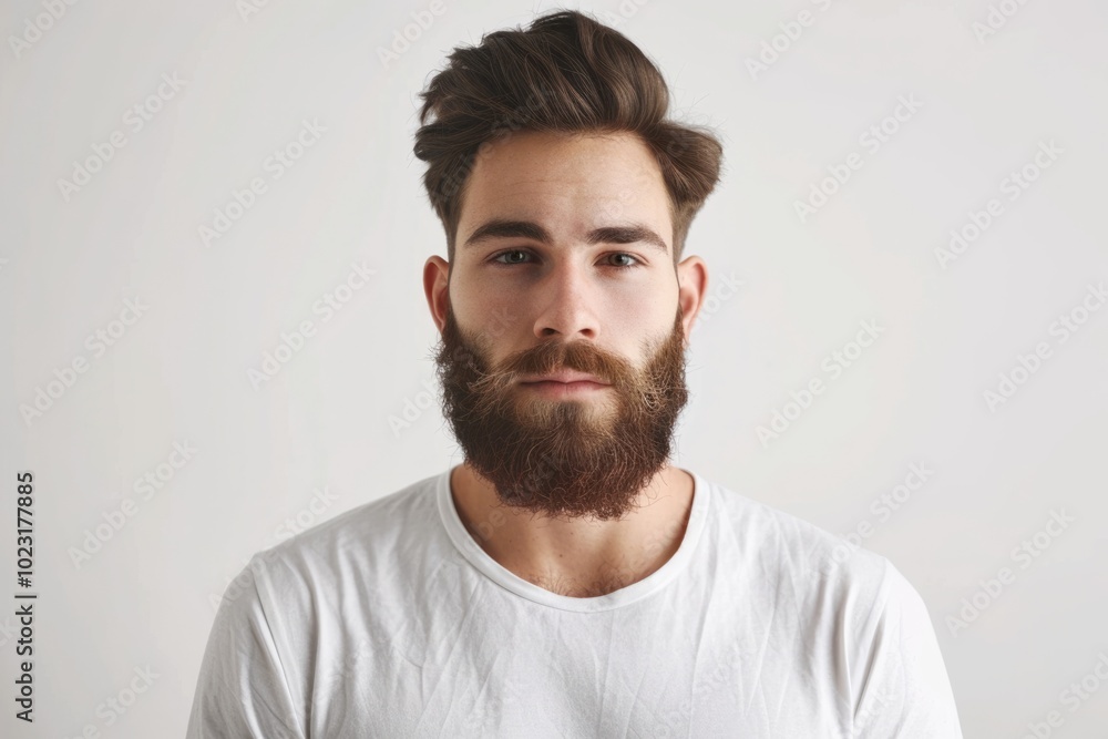 Obraz premium Handsome man in casual shirt with serious expression.